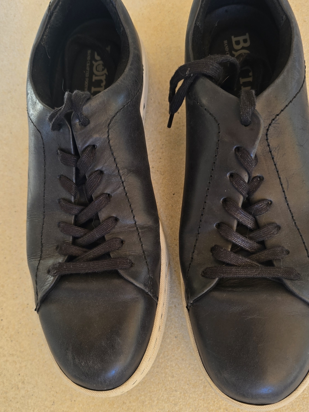 Born Black Leather Low-Top Lace-Up Sneakers 10M